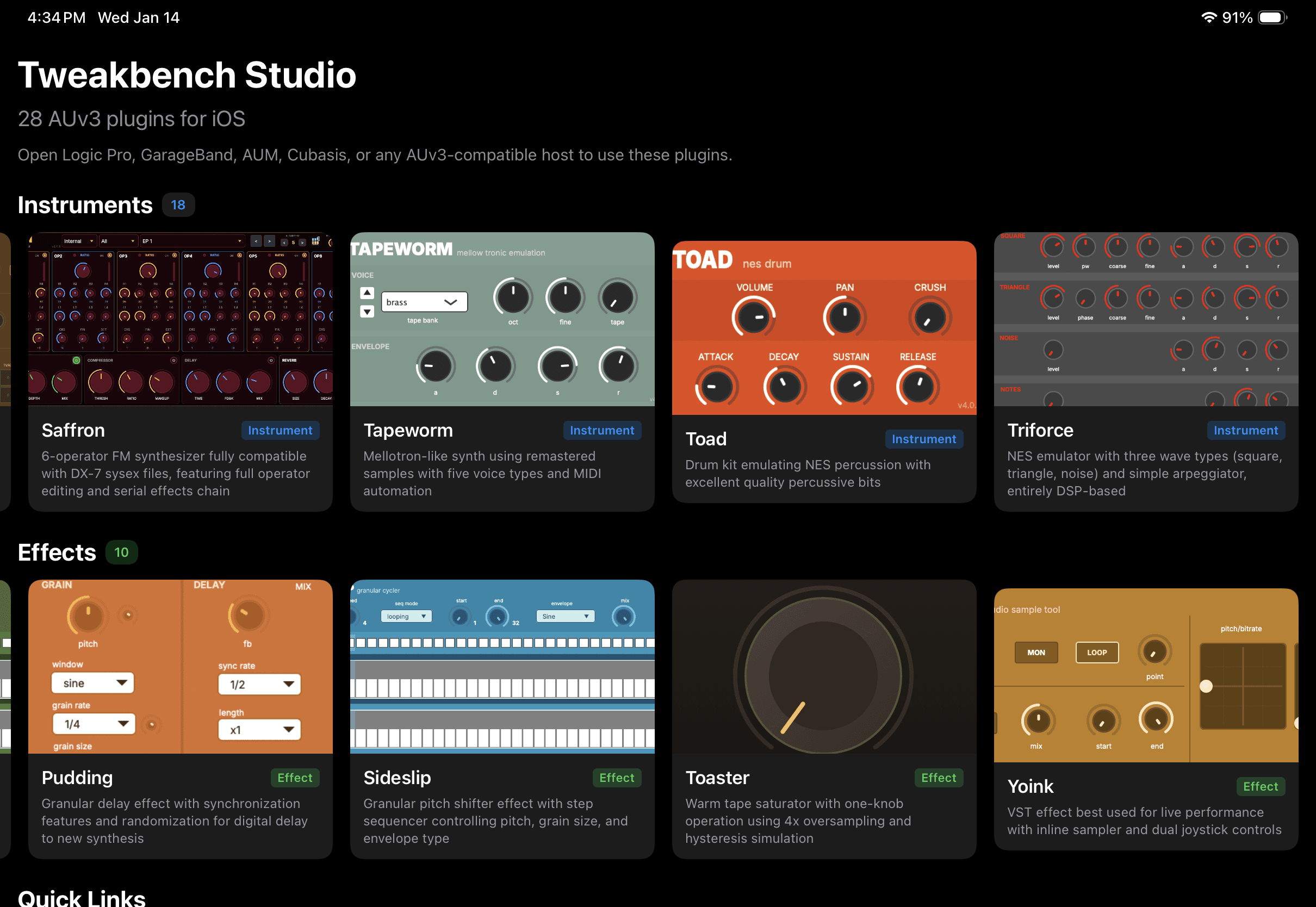 Tweakbench Studio app full collection